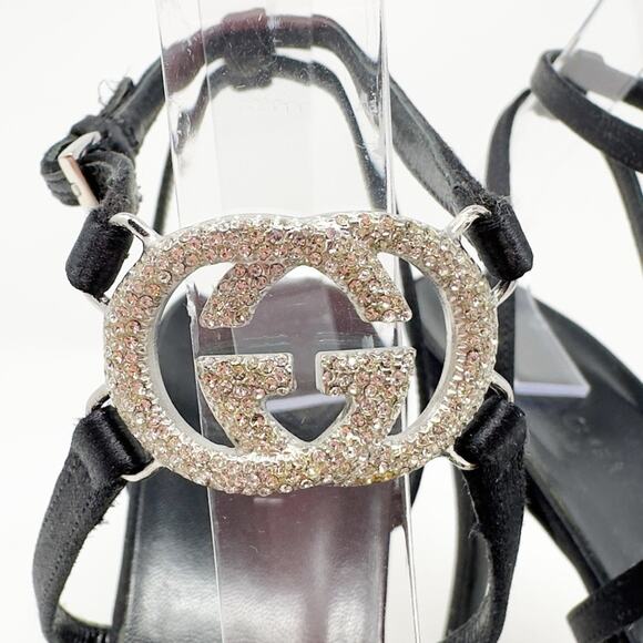 Gucci GG Strappy Crystal Sandals Heels - Picture 11 of 13
